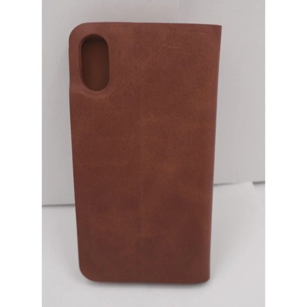 Hama iPhone 10 10S Wallet Case Folio Card Holder Cognac Brown Faux Leather 33-26